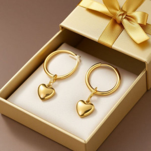 Серьги-кольца с подвесками-сердцами CJQ28968 Серьги-кольца с подвесками-сердцами CJQ28968