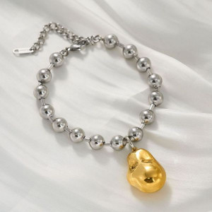 Браслет из стальных шариков с объемной подвеской-каплей CJL79995