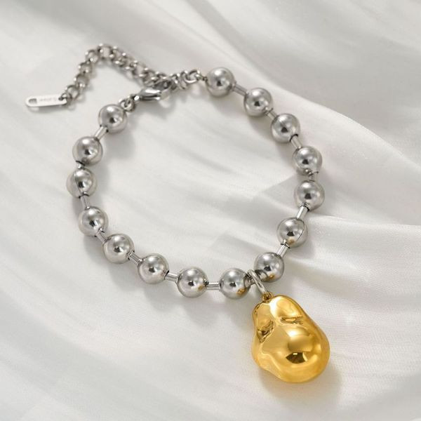 Браслет из стальных шариков с объемной подвеской-каплей CJL79995