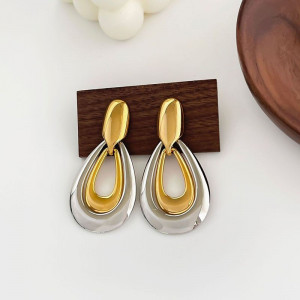 Двухцветные висячие серьги Капли CJG66044 Двухцветные висячие серьги Капли CJG66044