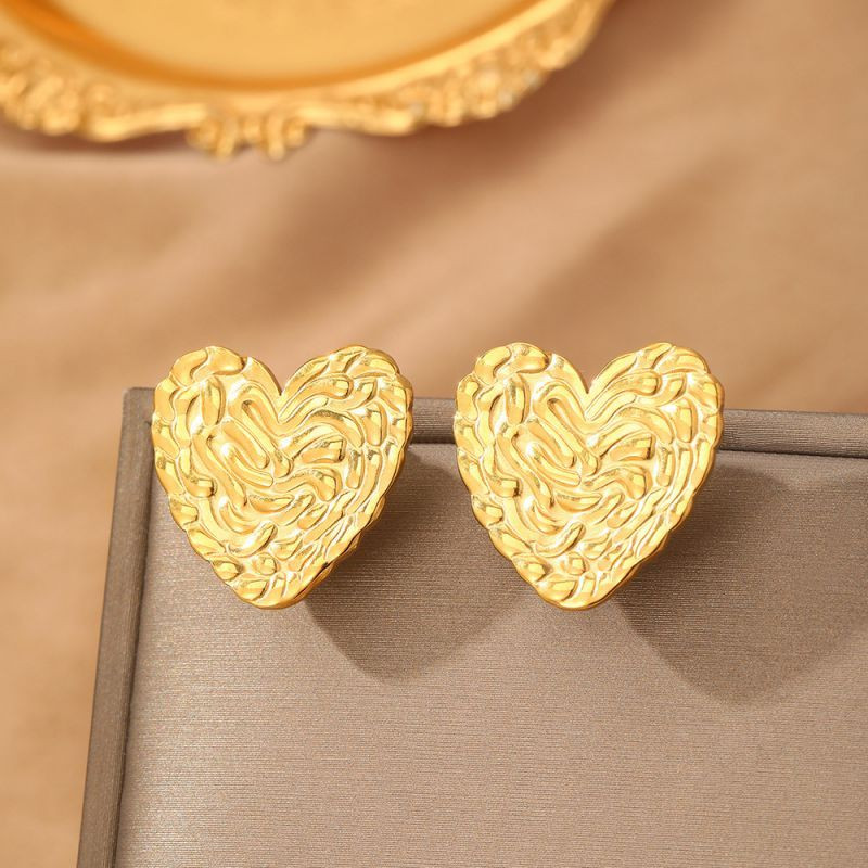 Серьги-пусеты Сердца фактурные кованые CJL77550 Серьги-пусеты Сердца фактурные кованые CJL77550