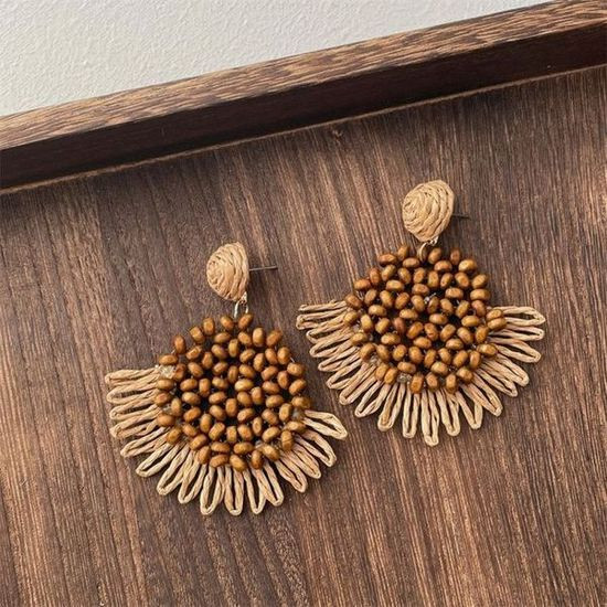 Ажурные плетеные серьги диски с белой отделкой CJL14714