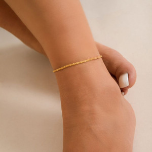 Браслет на ногу тонкая золотистая цепочка CJM03588
