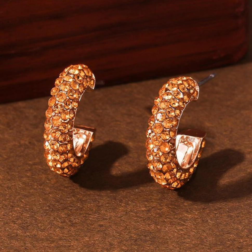 Серьги-полукольца со стразами CJH77308