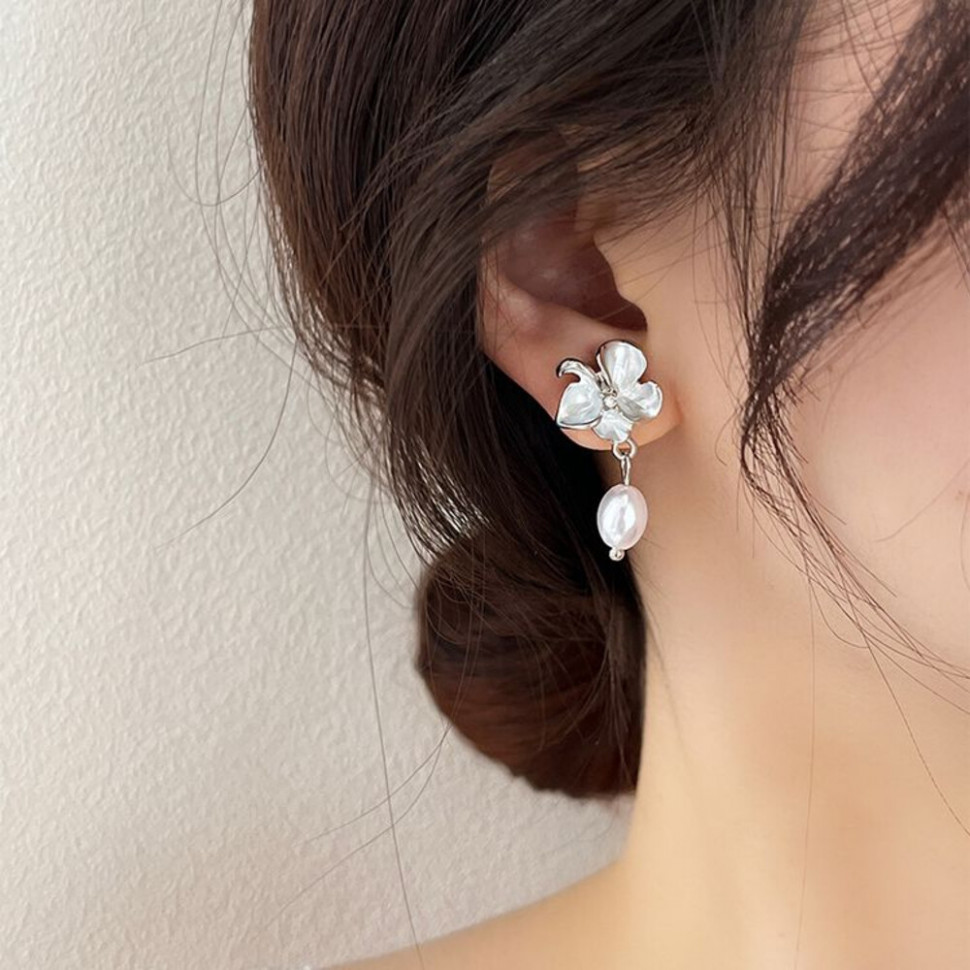 Серьги висячие цветы ювелирный сплав J11476CJJ