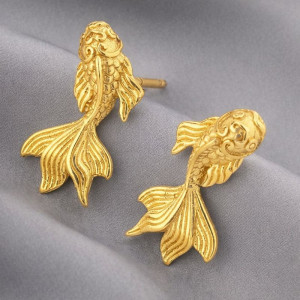 Серьги рыбки медь напыление золотом 1J12341CJJ