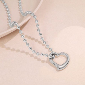 Серебряное колье из стали со снежинкой и сердцем CJZ56410