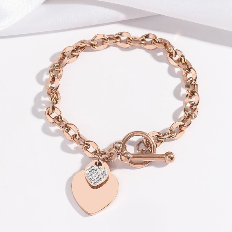 Браслет-цепочка с подвеской-сердцем и замком тогл CJJ30464