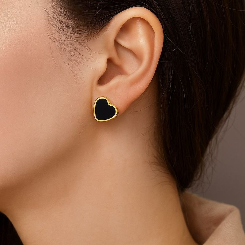 Серьги медицинская сталь с напыление золотом сердце 1J11959CJJ