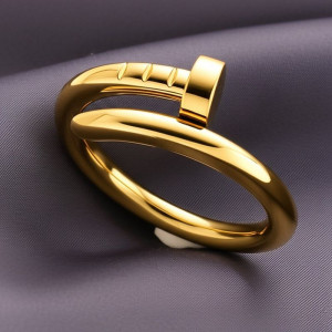 Кольцо титановая сталь напыление золотом гвоздь 1J12061CJJ