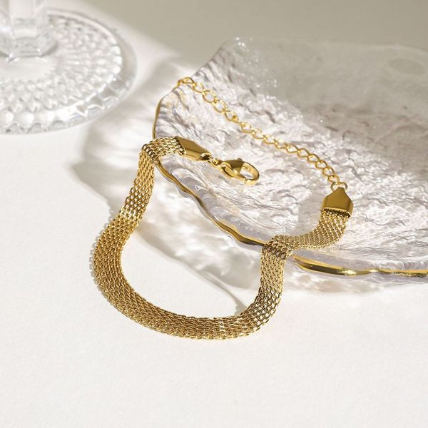 Браслет плоского плетения с зеркальной полировкой CJL40392