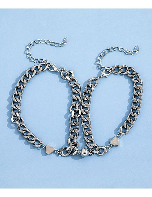 Парные браслеты стальная нежность с магнитным сердцем