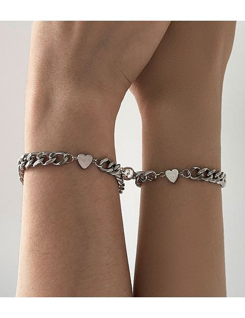 Парные браслеты стальная нежность с магнитным сердцем