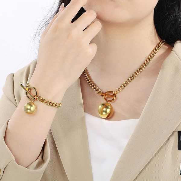 Браслет цепочка панцирного плетения с замком-тоглом и подвеской-сферой CJL82287