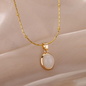 Золотистая цепочка с жемчужным диском CJL76463 Золотистая цепочка с жемчужным диском CJL76463