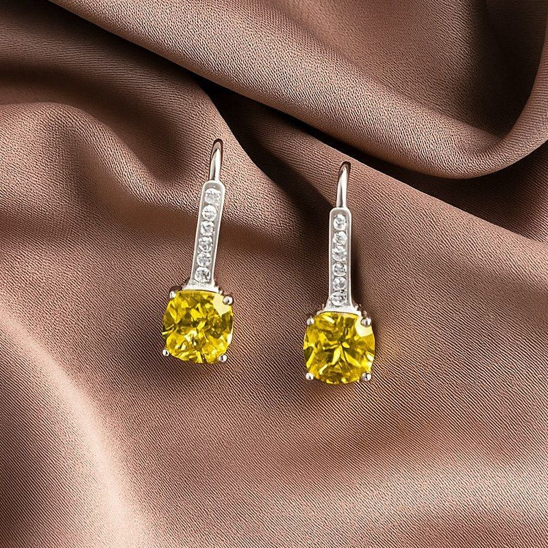 Серьги циркон жёлтый камень 1J12279CJJ Серьги циркон жёлтый камень 1J12279CJJ