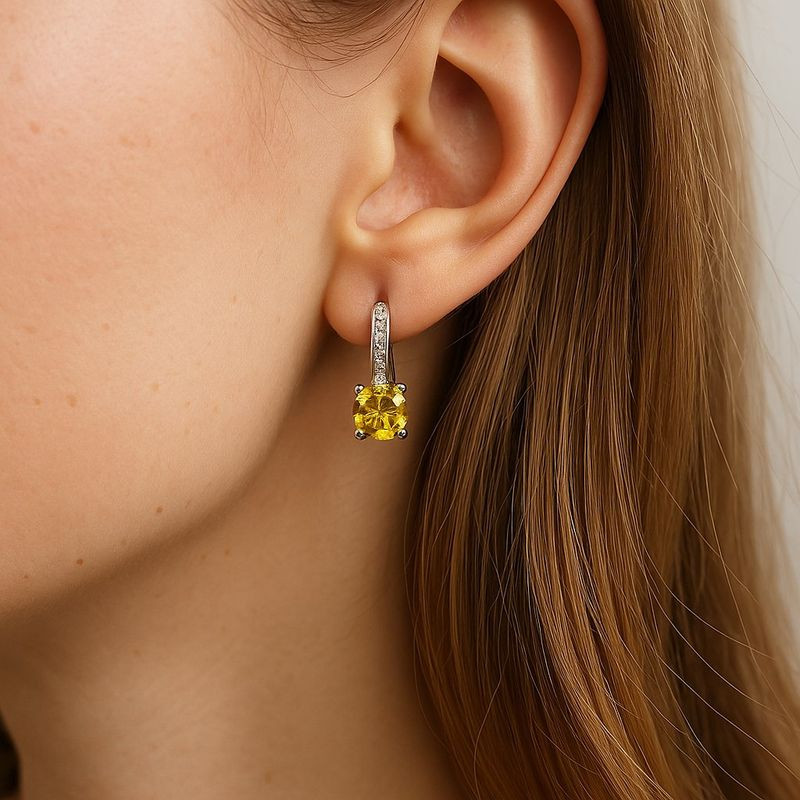 Серьги циркон жёлтый камень 1J12279CJJ Серьги циркон жёлтый камень 1J12279CJJ