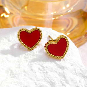 Серьги-пусеты Сердца красные CJR76401 Серьги-пусеты Сердца красные CJR76401