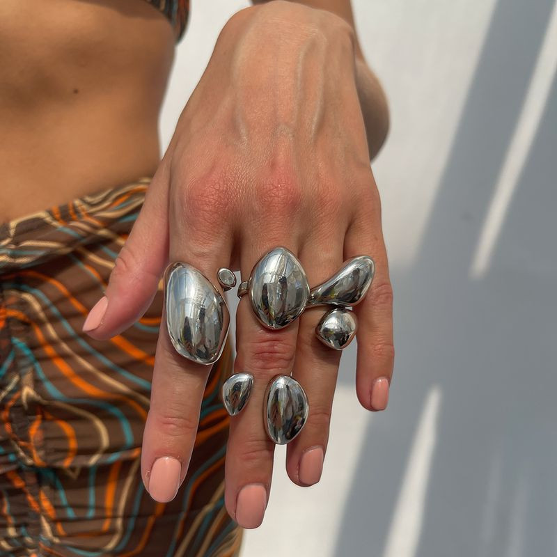 Набор акцентных серебристых колец каплевидной формы 1J11853CJJ