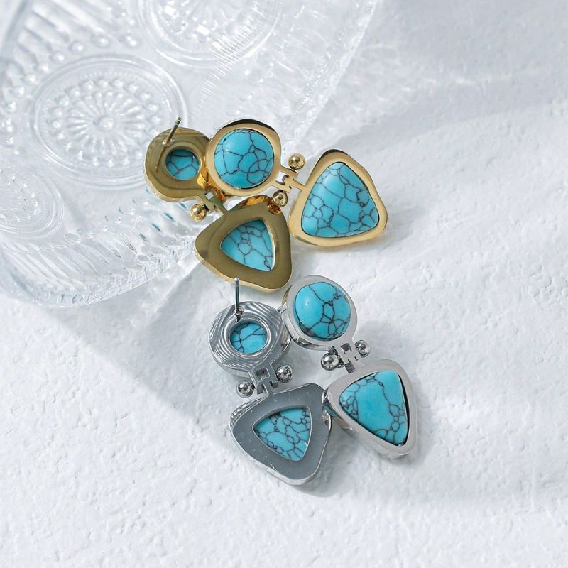 Серьги Висячие Этнические с бирюзой CJP78172