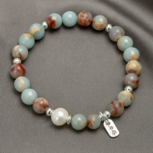 Браслет из декоративных камней с жемчужной вставкой 1J12175CJJ Браслет из декоративных камней с жемчужной вставкой 1J12175CJJ