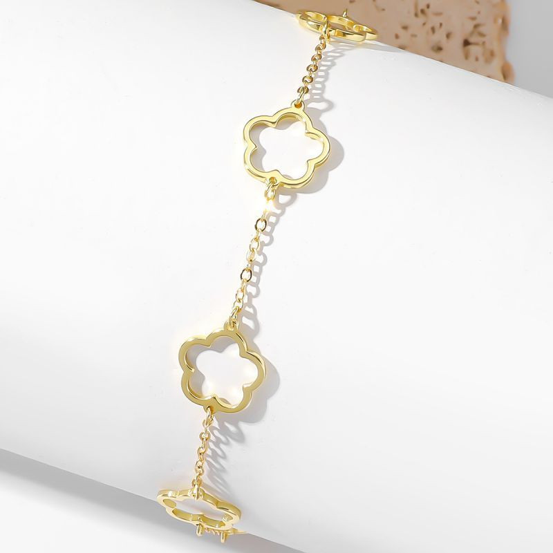 Браслет цепочка с ажурными цветами CJH70569