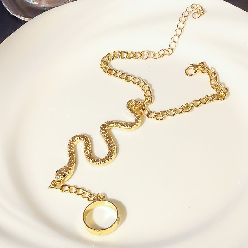 Браслет слейв золотая рептилия в крупном плетении CJH35035