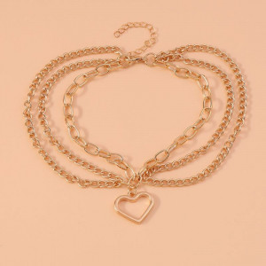 Браслет на ногу многослойный с сердцем CJG56633