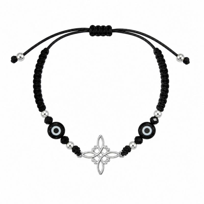 Чёрный браслет с крестом из шнура ASUZ42718