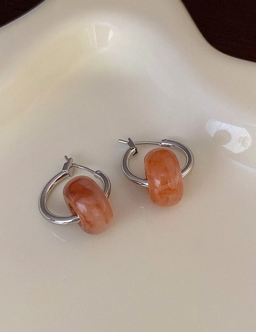 Маленькие серьги-кольца с подвесками из терракотовых камней Z61736