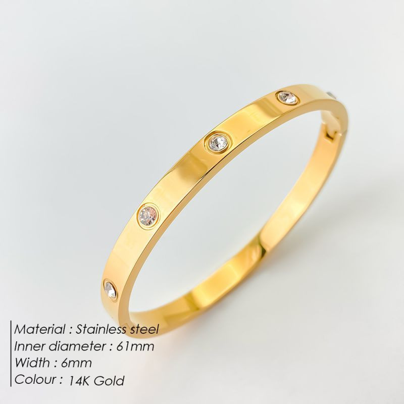 Браслет жесткий с римскими цифрами и кристаллами CJN81725