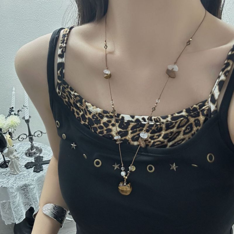 Коричневое колье с котом ASUZ43387