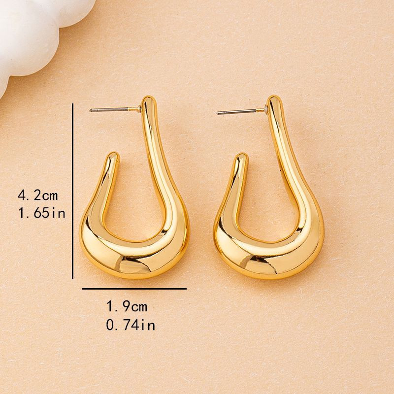 Стильные серьги-пусеты удлиненные петли CJP78814 Стильные серьги-пусеты удлиненные петли CJP78814