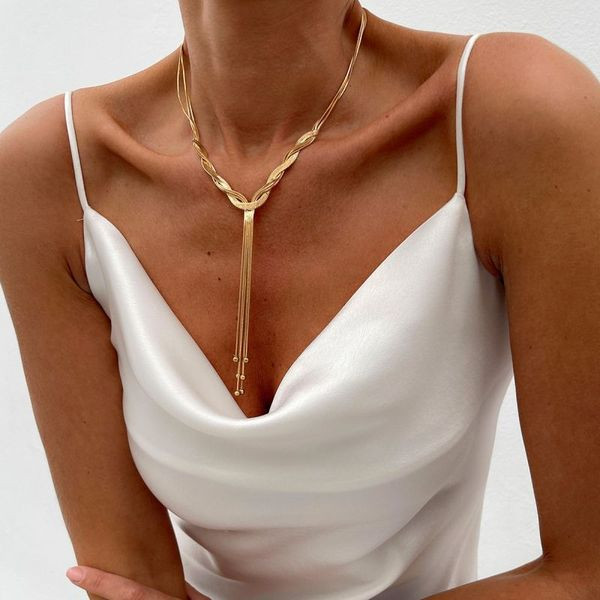 Многоярусное колье-галстук с Y-образной формой и подвесками CJL50391