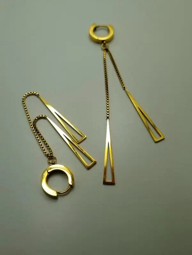 Серьги стальные с напылением золотом висячие J10208CJJ Серьги стальные с напылением золотом висячие J10208CJJ