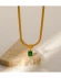 Стальная цепочка с напылением золотом кулон квадратный с зеленой вставкой J10117(CJJ)