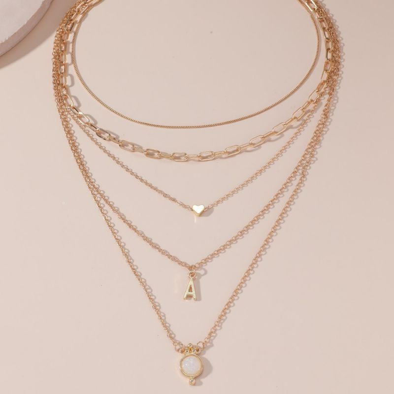 Многослойная цепочка с подвесками-сердцами и жемчугом CJH77216