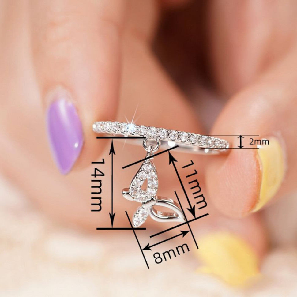 Кольцо-дорожка с подвижной подвеской в форме бабочки CJJ03869