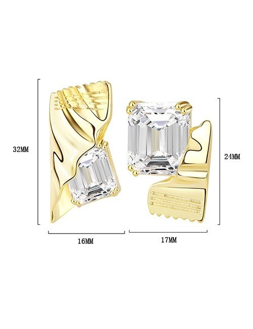 Золотистые серьги-пусеты «Абстрактный кристалл» U85392