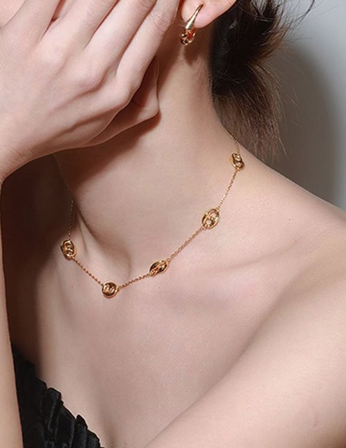 Серебристое Колье с декоративными кольцами L80481