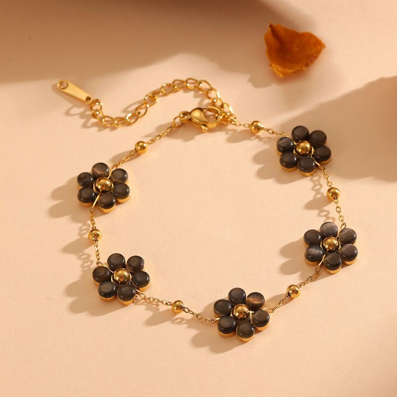 Браслет-цепочка с четырехлистниками из зеленого камня CJR85762 Браслет-цепочка с четырехлистниками из зеленого камня CJR85762