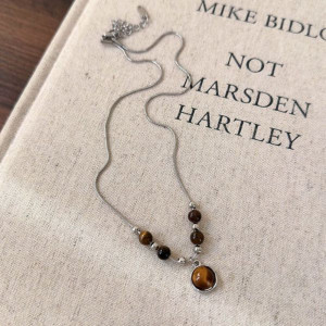 Длинная цепочка с бусинами из тигрового глаза CJH39670