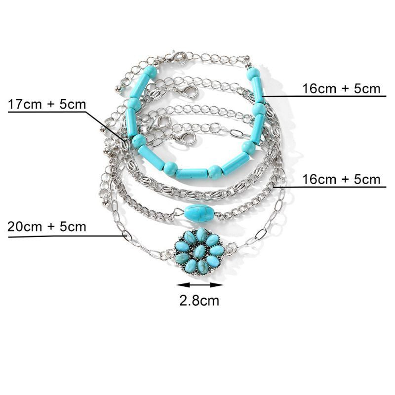 Комплект браслетов с бирюзовыми вставками CJH63095 Комплект браслетов с бирюзовыми вставками CJH63095