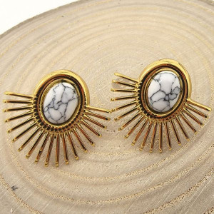 Серьги-пусеты Солнце с мраморной вставкой CJL35933 Серьги-пусеты Солнце с мраморной вставкой CJL35933