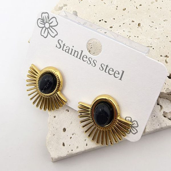 Серьги-пусеты Солнце с мраморной вставкой CJL35933 Серьги-пусеты Солнце с мраморной вставкой CJL35933