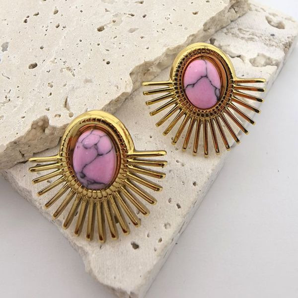 Серьги-пусеты Солнце с мраморной вставкой CJL35933 Серьги-пусеты Солнце с мраморной вставкой CJL35933