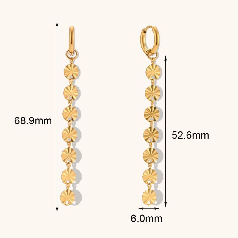 Золотистые серьги-конго с длинными цепями CJH15102 Золотистые серьги-конго с длинными цепями CJH15102