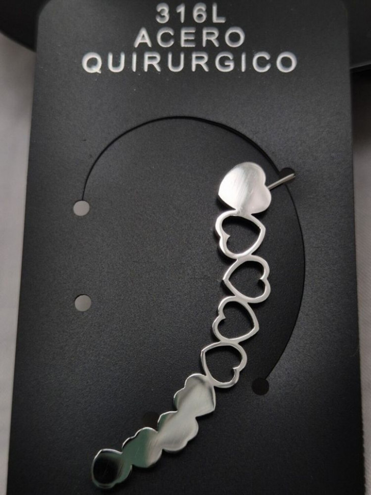 Серьга-клаймбер в форме сердец 1J11019CJJ