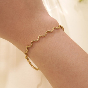 Браслет-цепочка тонкий с волнообразным плетением CJR55880