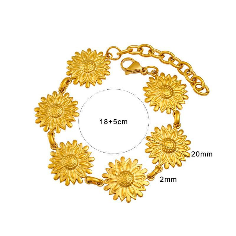 Браслет-цепочка с объемными цветами подсолнуха CJP52781